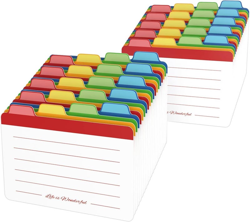 Neando Index Cards Guide Dividers 4x6 inches, The Blank Index Cards Guide, 1/4 Cut Tabbed Note Cards, File and Recipe Guides, 400gsm Paper, Assorted Colors, 40 Counts - Image 1